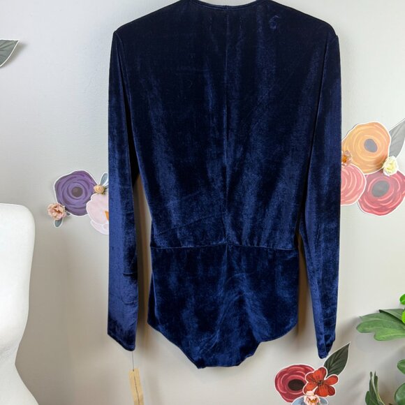 Reformation Avalon Velvet Blue Bodysuit - Size - Small - Picture 6 of 8